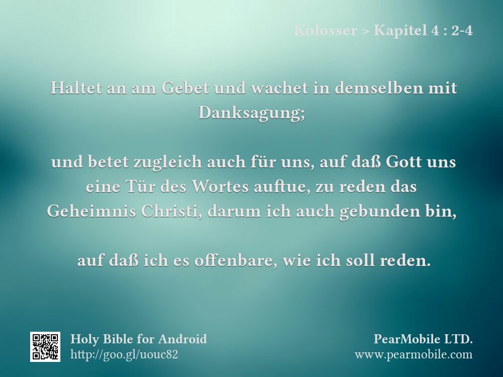 Kolosser, Kapitel 4:2-4
